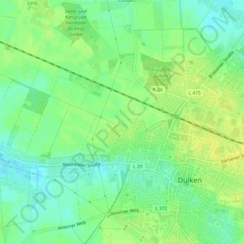 Carte topographique Stadtland, altitude, relief