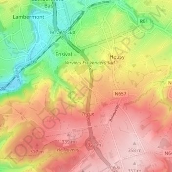 Carte topographique Chant des Oiseaux, altitude, relief