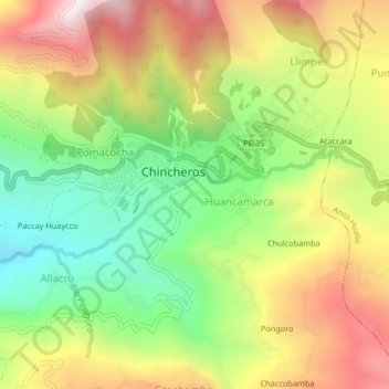 Carte topographique Vinobamba, altitude, relief