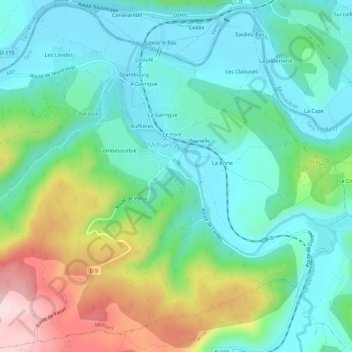 Carte topographique Loumière, altitude, relief