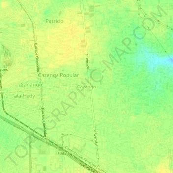 Carte topographique Cazenga, altitude, relief