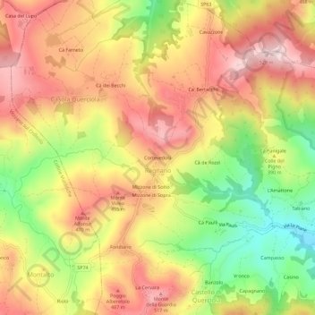 Carte topographique Cortevedola, altitude, relief