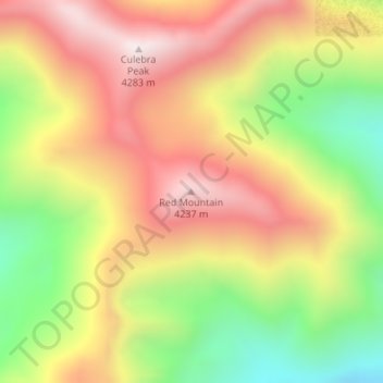 Carte topographique Red Mountain, altitude, relief