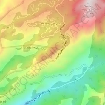 Carte topographique Lizard Rock, altitude, relief