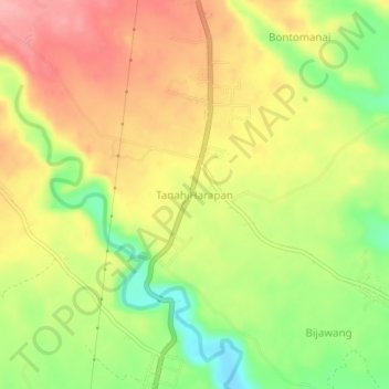 Carte topographique Tanah Harapan, altitude, relief
