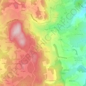 Carte topographique La Batie, altitude, relief