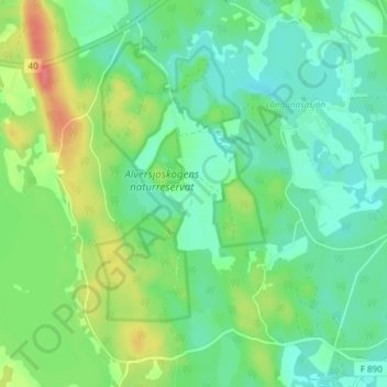 Carte topographique Alversjö, altitude, relief