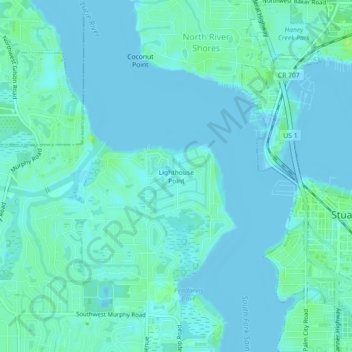 Carte topographique Lighthouse Point, altitude, relief