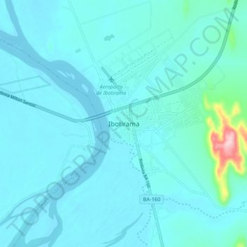 Carte topographique Ibotirama, altitude, relief