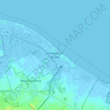 Carte topographique Schönberger Strand, altitude, relief