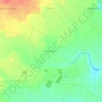 Carte topographique Gathigiriri, altitude, relief