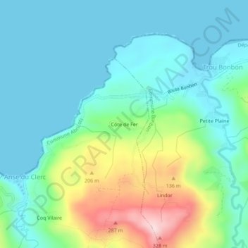 Carte topographique Côte de Fer, altitude, relief