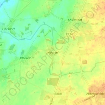 Carte topographique Klethen, altitude, relief