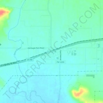 Carte topographique D'Hanis, altitude, relief
