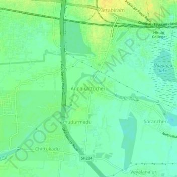 Carte topographique Annaikattucheri, altitude, relief