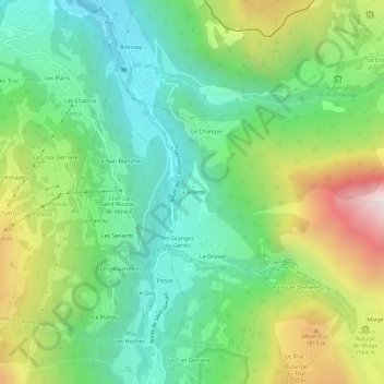 Carte topographique La Villette, altitude, relief