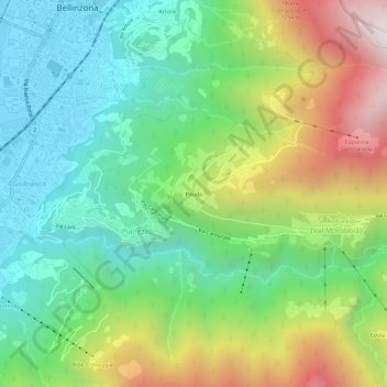 Carte topographique Paudo, altitude, relief