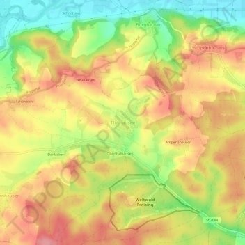 Carte topographique Thalhausen, altitude, relief