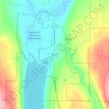 Carte topographique Glenville, altitude, relief