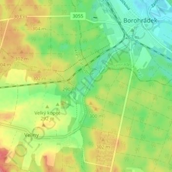 Carte topographique Pilský mlýn, altitude, relief