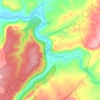 Carte topographique Pajares de Pedraza, altitude, relief