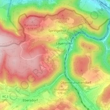 Carte topographique Ebene, altitude, relief