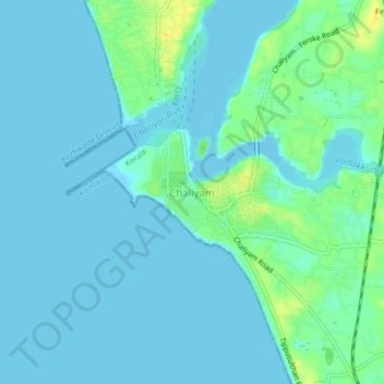 Carte topographique Chaliyam, altitude, relief