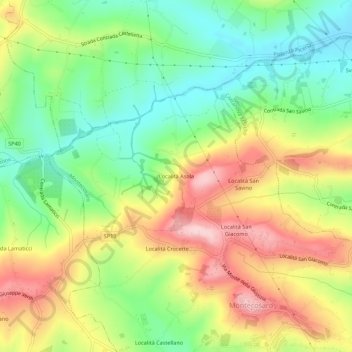 Carte topographique Località Asola, altitude, relief