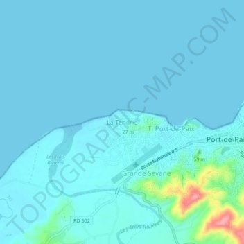 Carte topographique La Tendrie, altitude, relief