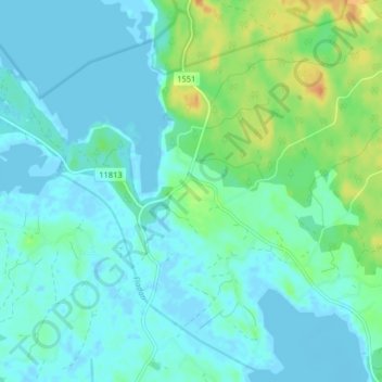 Carte topographique Bjurböle, altitude, relief