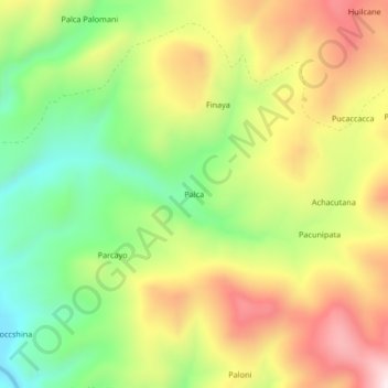 Carte topographique Palca, altitude, relief