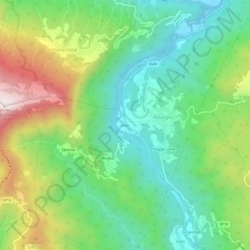 Carte topographique Isola, altitude, relief