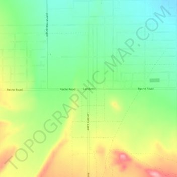 Carte topographique Landers, altitude, relief