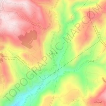 Carte topographique البقورية, altitude, relief