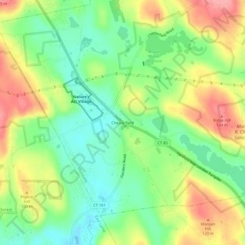 Carte topographique Chesterfield, altitude, relief