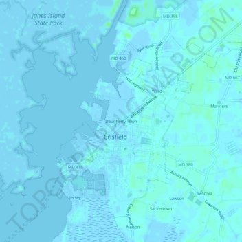 Carte topographique Daugherty Town, altitude, relief