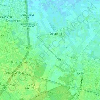 Carte topographique Heistraat, altitude, relief