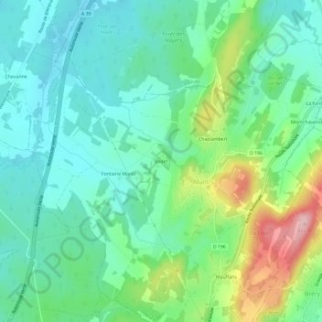 Carte topographique Bodet, altitude, relief