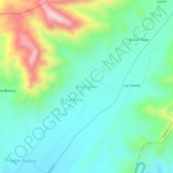 Carte topographique Alto Laran, altitude, relief
