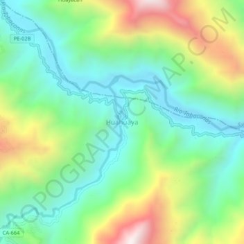Carte topographique Huahuaya, altitude, relief