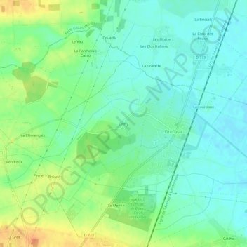 Carte topographique Coiffy, altitude, relief