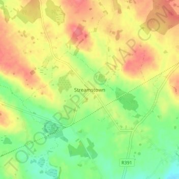 Carte topographique Streamstown, altitude, relief