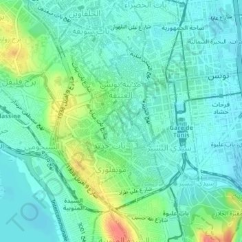 Carte topographique Dar Ibn Khaldoun, altitude, relief