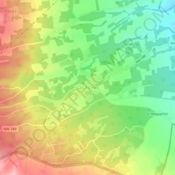 Carte topographique Las Flores, altitude, relief