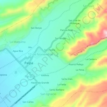 Carte topographique Carapo, altitude, relief