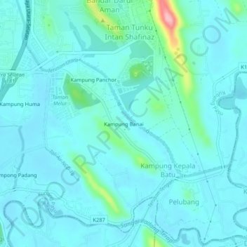 Carte topographique Kampung Banai, altitude, relief