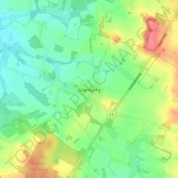 Carte topographique Grønbjerg, altitude, relief