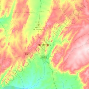 Carte topographique Natitingou, altitude, relief