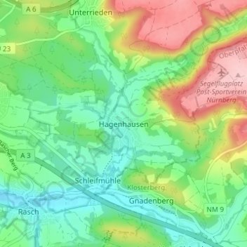 Carte topographique Hagenhausen, altitude, relief