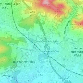 Carte topographique Erpen, altitude, relief